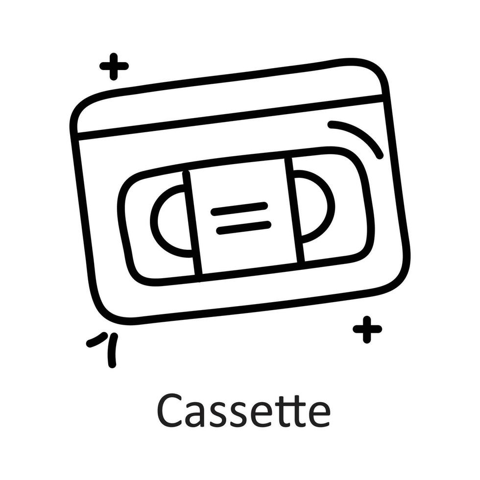 Kassette Vektor Gliederung Symbol Design Illustration. Kommunikation Symbol auf Weiß Hintergrund eps 10 Datei
