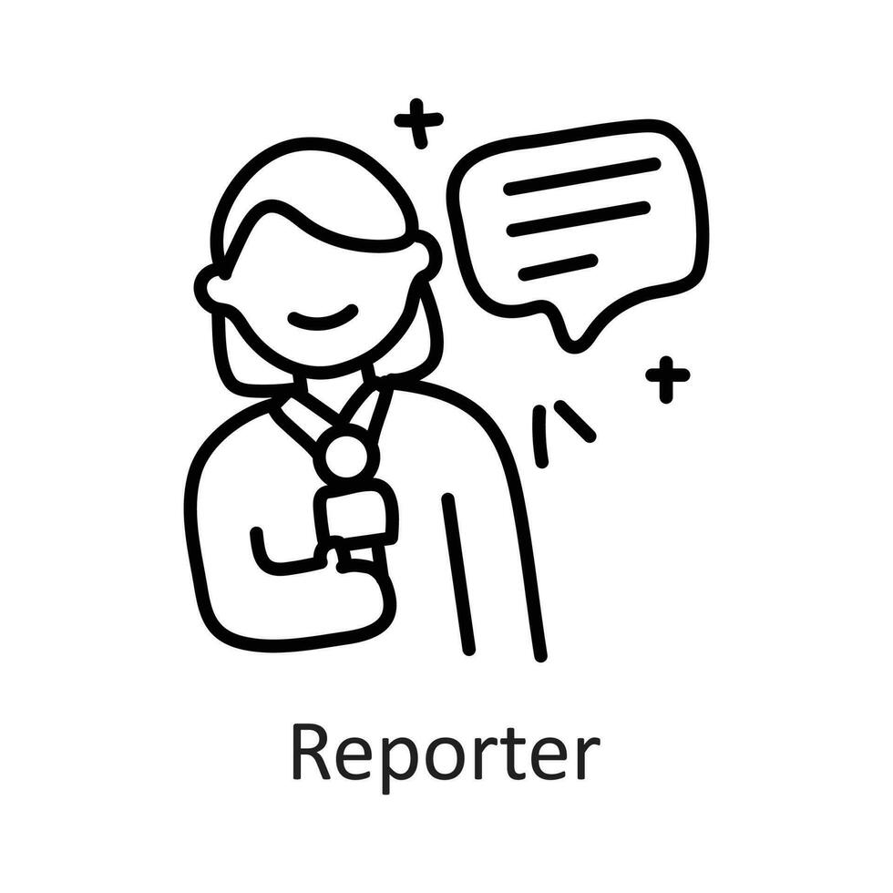 Reporter Vektor Gliederung Symbol Design Illustration. Kommunikation Symbol auf Weiß Hintergrund eps 10 Datei