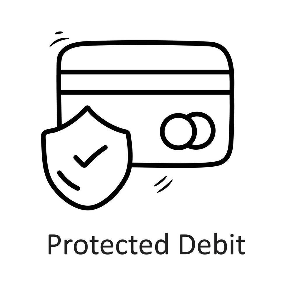 skyddade debitera vektor översikt ikon design illustration. säkerhet symbol på vit bakgrund eps 10 fil