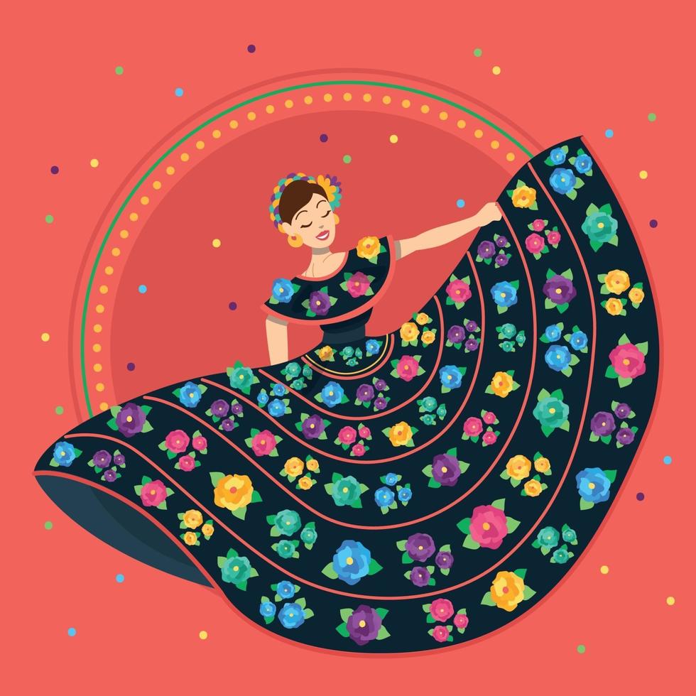 traditionell mexikansk kvinna cinco de mayo affisch vektor