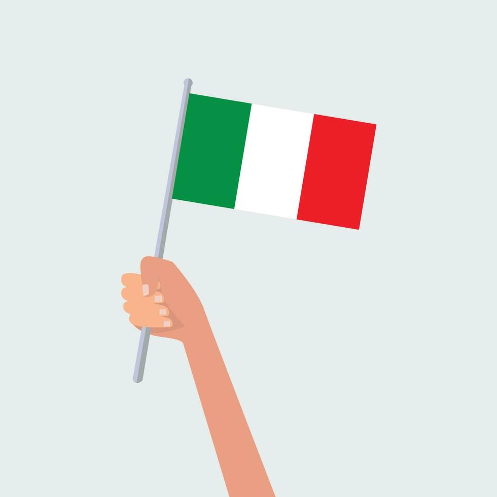 vektor illustration händer innehav Italien flaggor på vit bakgrund