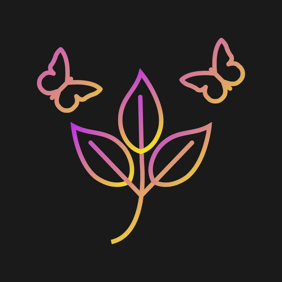 fjärilar över växter vektor ikon
