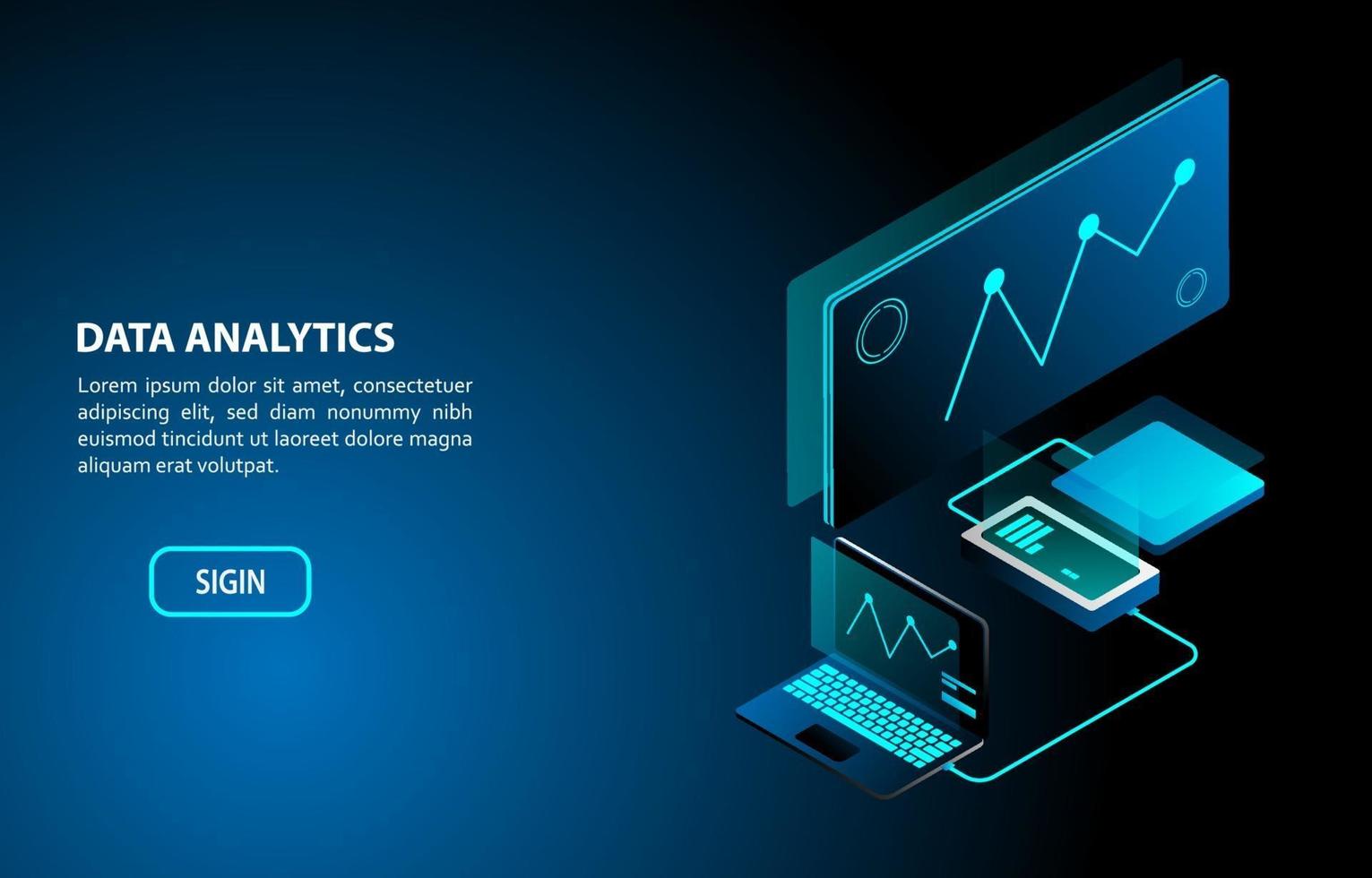 dataanalys koncept isometrisk design vektor