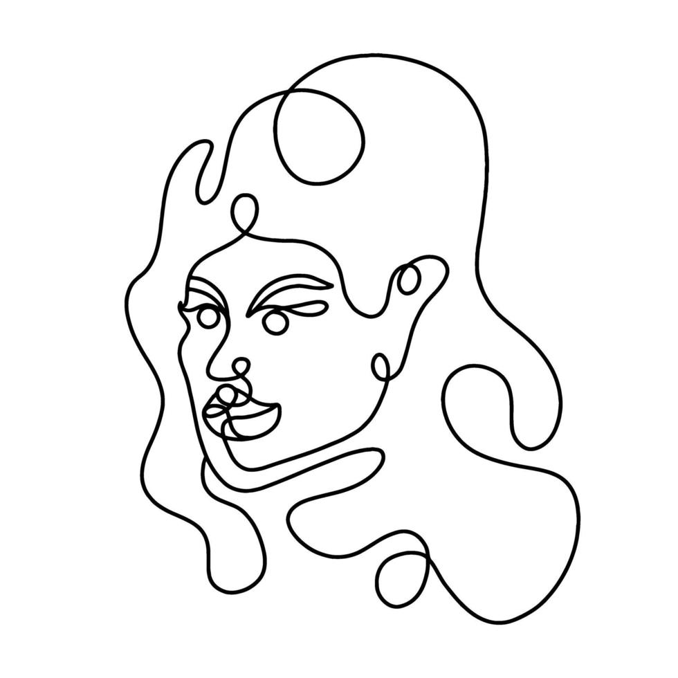 abstrakt porträtt av en kvinna i modern linjär stil. kontinuerlig linjekonst. mode minimalt tryck. vektor illustration