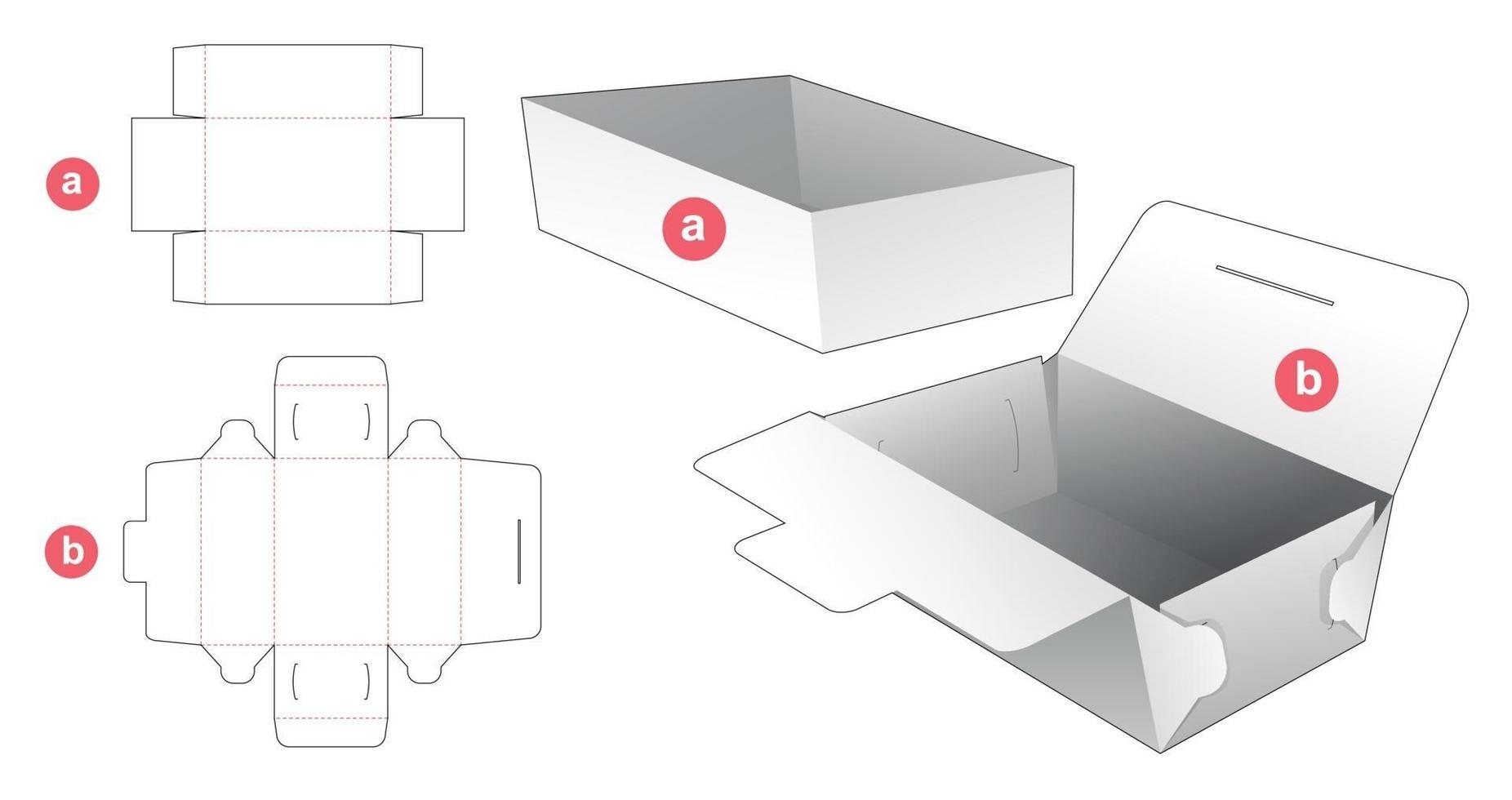 Tablettbox mit eingewickelter Abdeckung gestanzte Vorlage vektor