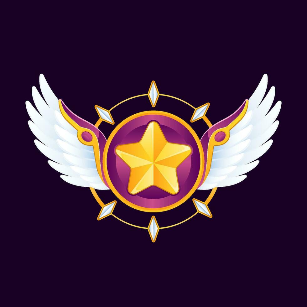 golden Flügel Star Spiel Logo Abzeichen Vorlage vektor