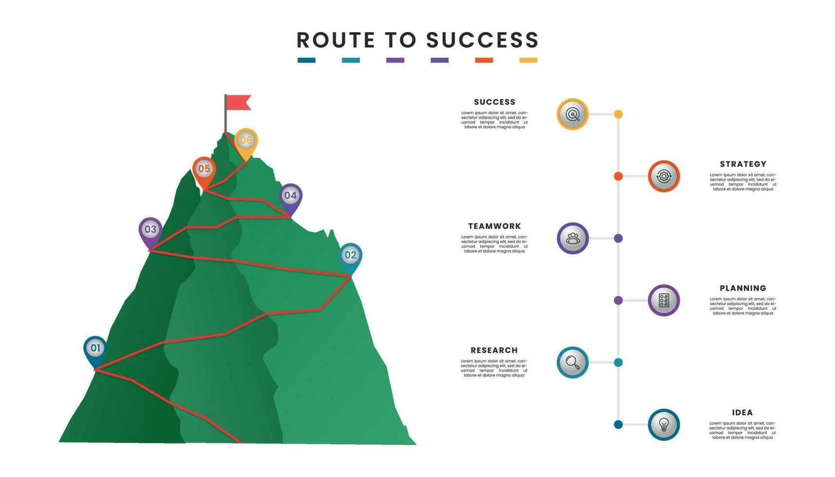 rutt till Framgång infographic mall design. företag strategi till Framgång. vektor