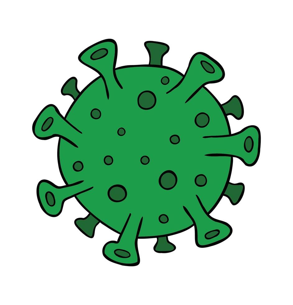 Cartoon-Vektor-Illustration der mikroskopischen Ansicht des Virus, des Coronavirus. vektor