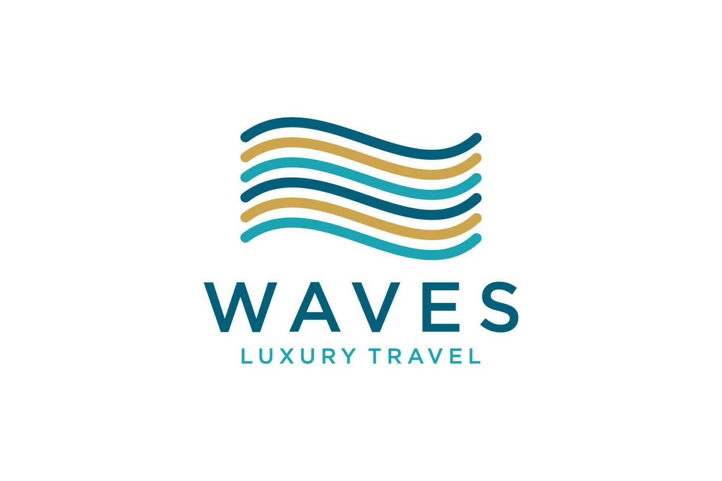 Luxus Linie Logo Design mit einfach und modern gestalten von Meer Wasser Welle. vektor