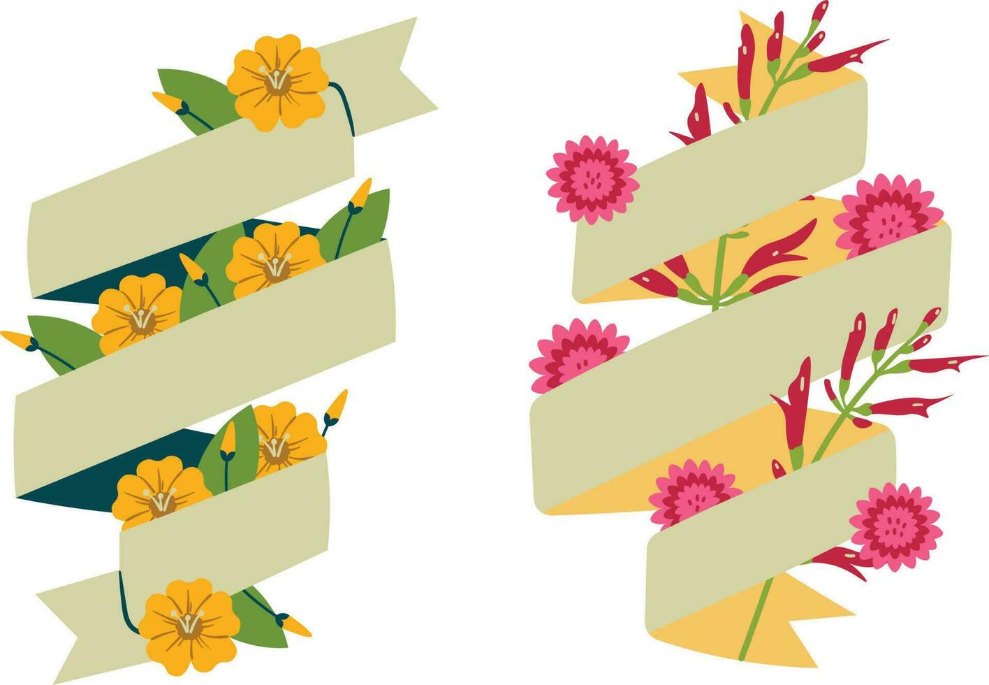 dekorativ baner med blommor och leafs isolerat ikon vektor illustration design