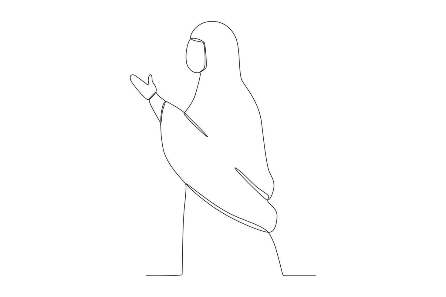en kvinna pilgrim höjer henne hand vektor