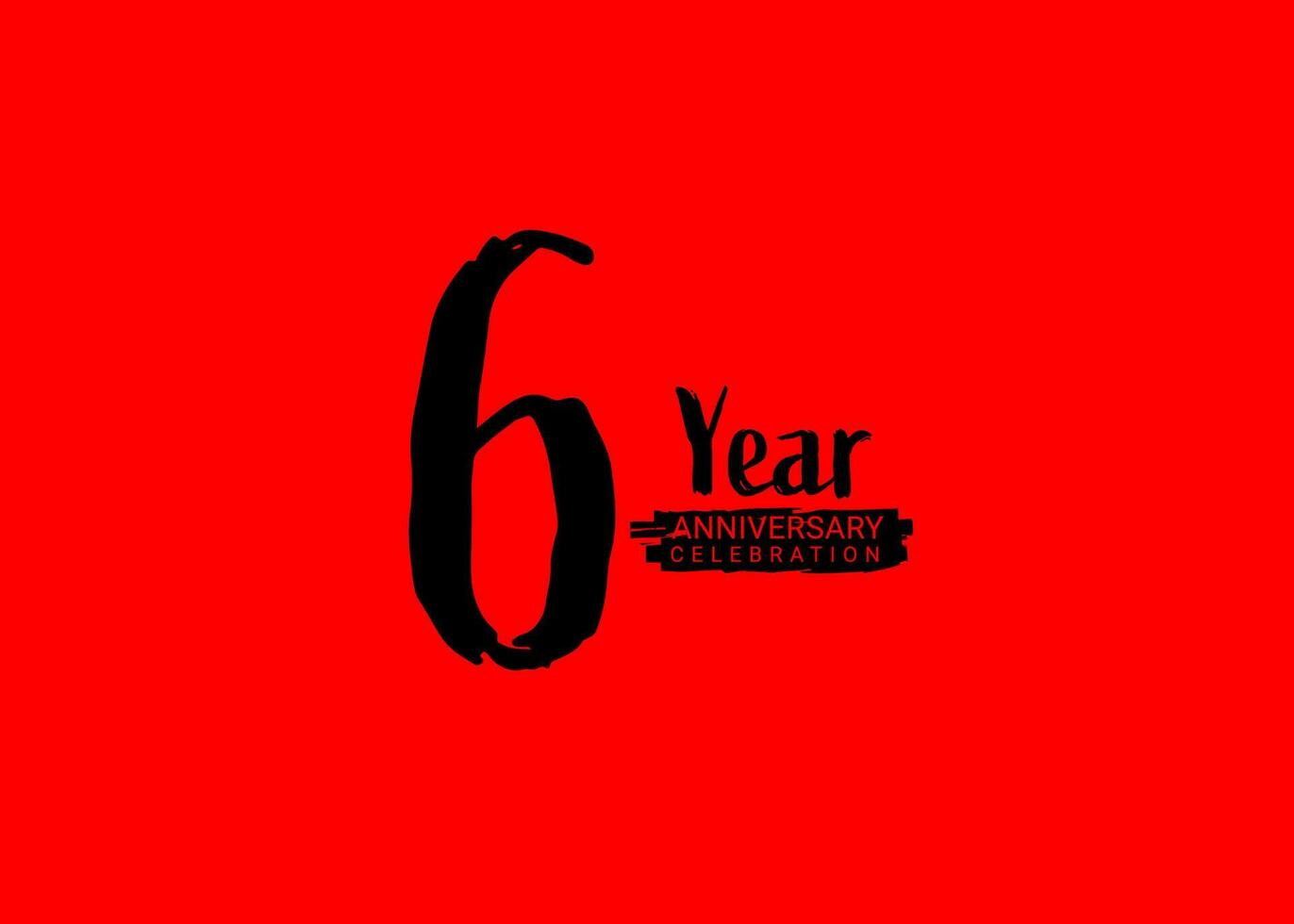 6 år årsdag firande logotyp på röd bakgrund, 6 siffra logotyp design, 6:e födelsedag logotyp, logotyp årsdag, vektor årsdag för firande, affisch, inbjudan kort