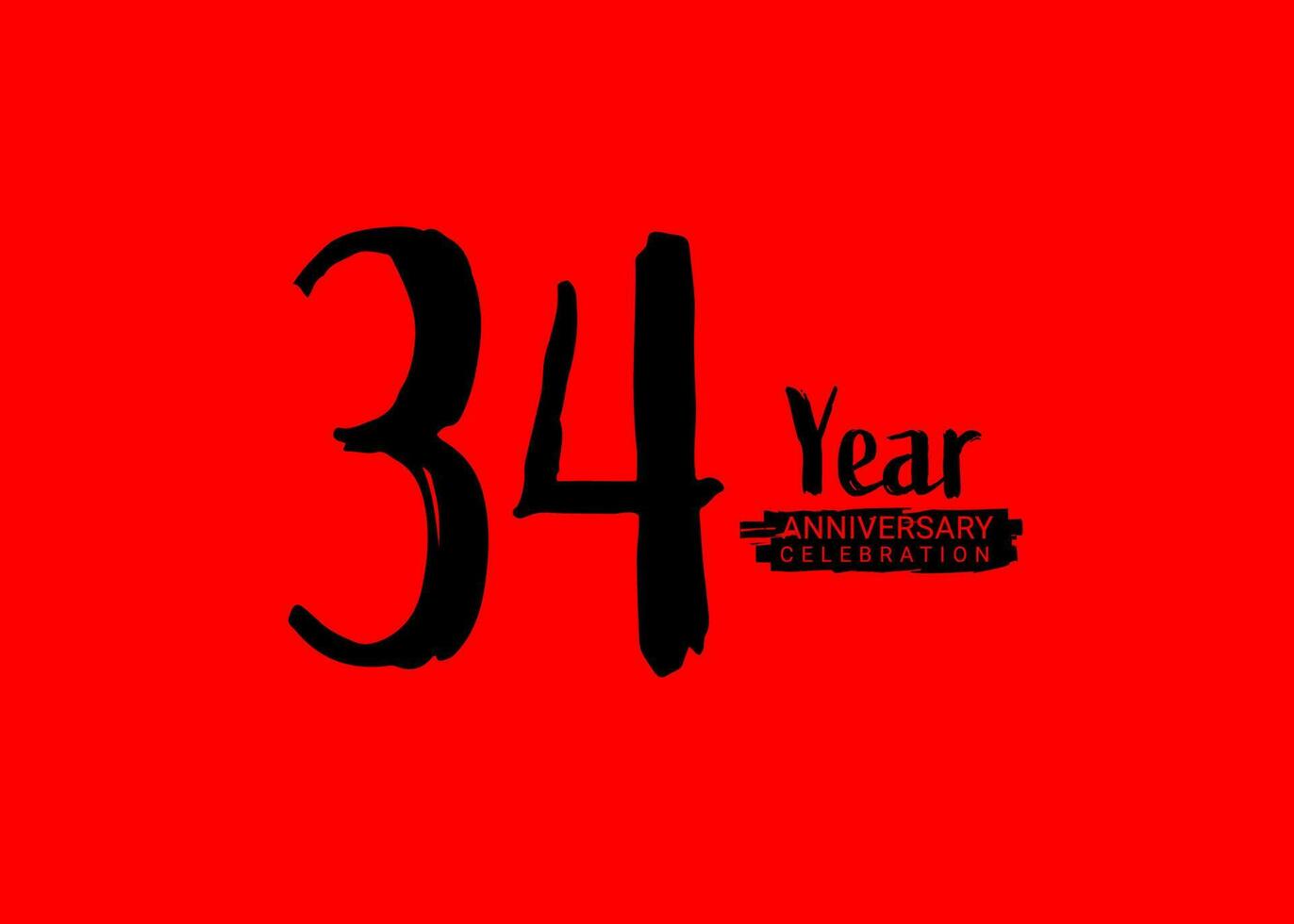34 Jahre Jahrestag Feier Logo auf rot Hintergrund, 34 Nummer Logo Design, 34 Geburtstag Logo, Logo Jubiläum, Vektor Jahrestag zum Feier, Poster, Einladung Karte