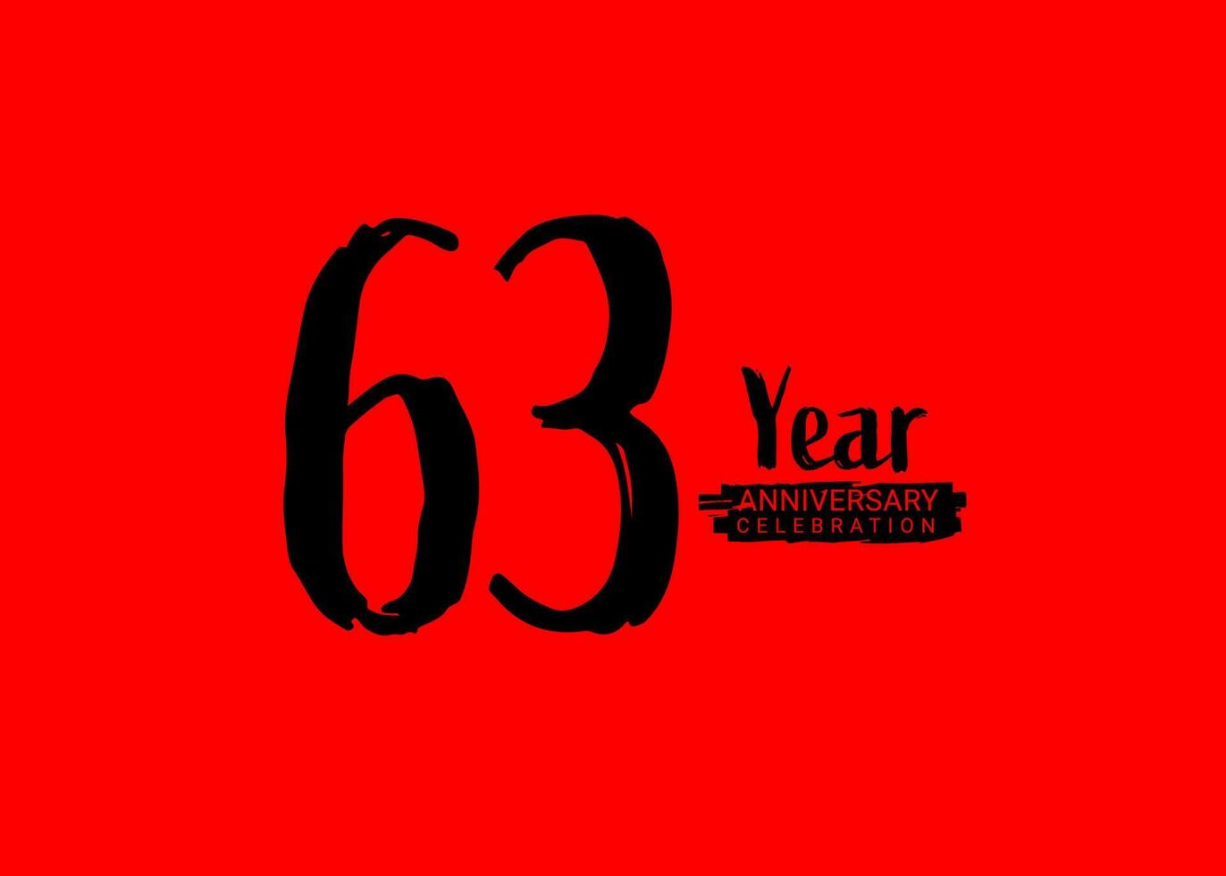 63 år årsdag firande logotyp på röd bakgrund, 63 siffra logotyp design, 63: e födelsedag logotyp, logotyp årsdag, vektor årsdag för firande, affisch, inbjudan kort