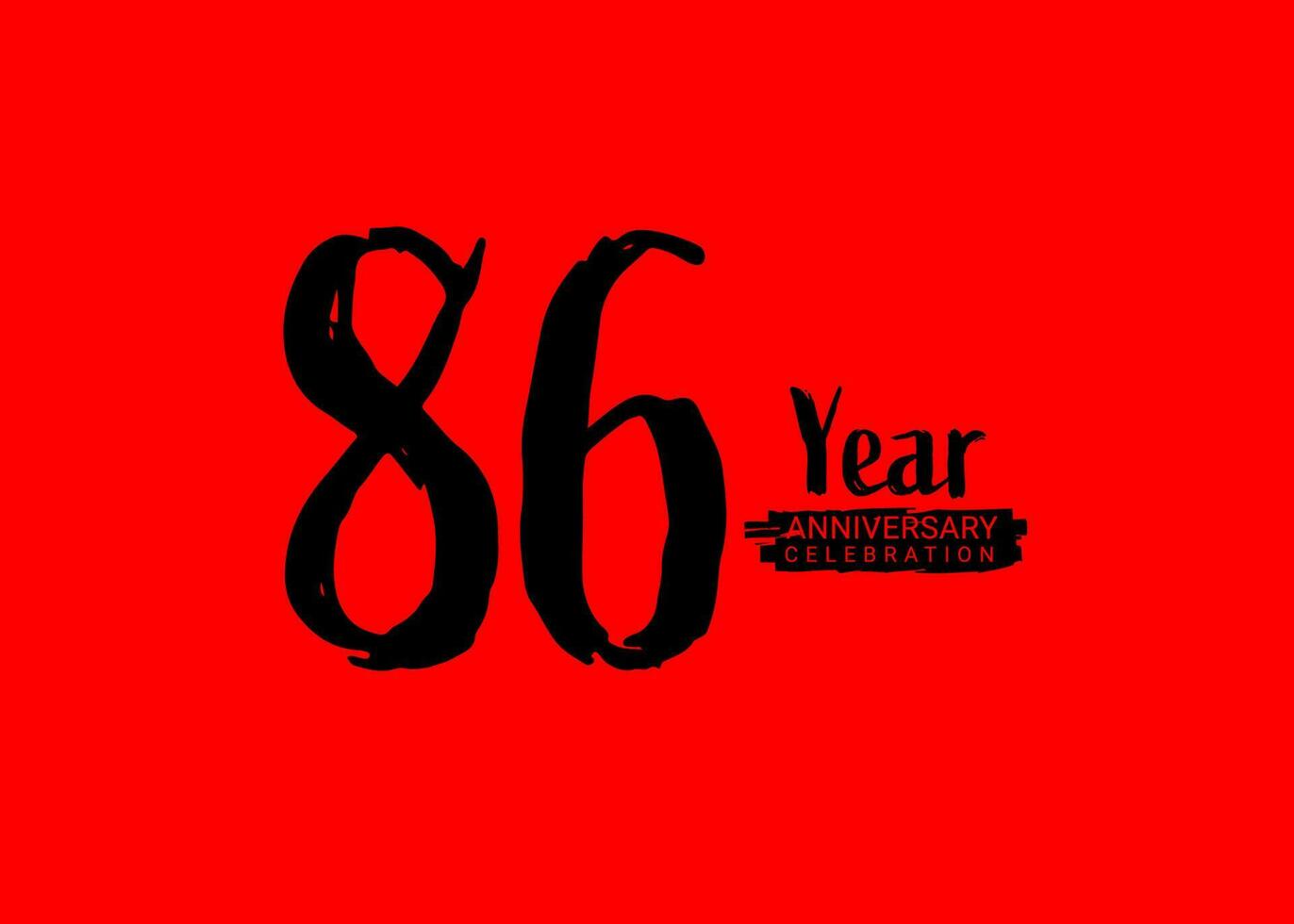 86 Jahre Jahrestag Feier Logo auf rot Hintergrund, 86 Nummer Logo Entwurf, 86 Geburtstag Logo, Logo Jubiläum, Vektor Jahrestag zum Feier, Poster, Einladung Karte