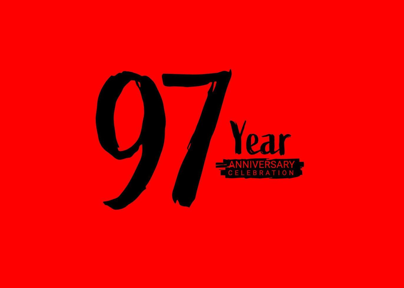 97 Jahre Jahrestag Feier Logo auf rot Hintergrund, 97 Nummer Logo Entwurf, 97 Geburtstag Logo, Logo Jubiläum, Vektor Jahrestag zum Feier, Poster, Einladung Karte