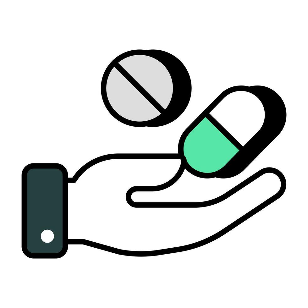 modern Design Symbol von Tabletten Pflege vektor