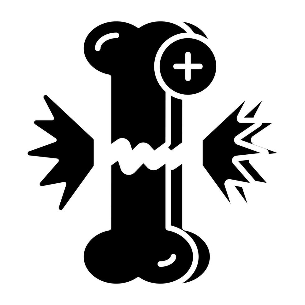 ein solide Design Symbol von gebrochen Knochen vektor