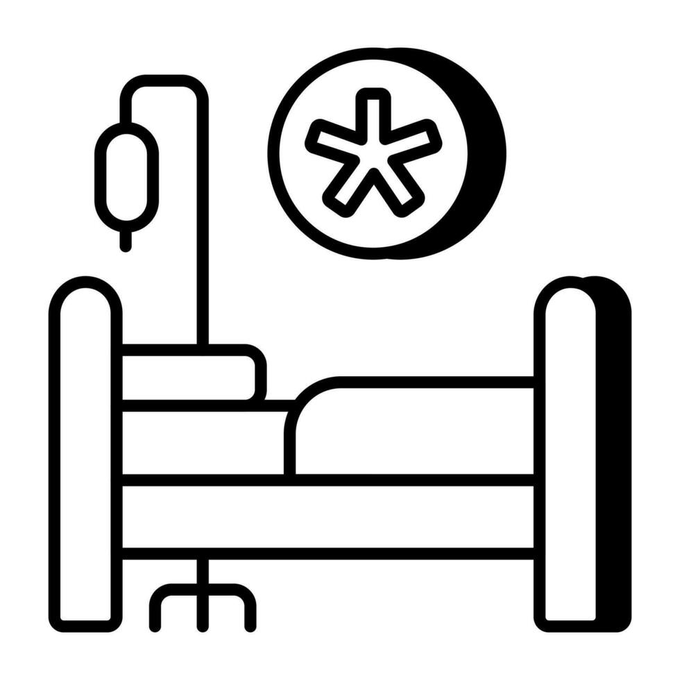 en linjär design ikon av sjukhus säng vektor