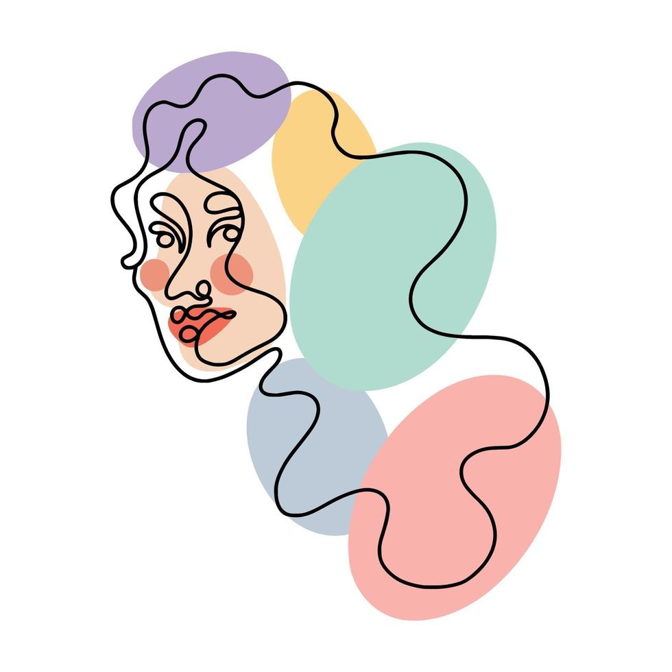 modernes stilvolles abstraktes lineares Porträt einer Frau mit langen Haaren. modische Vektorillustration. vektor