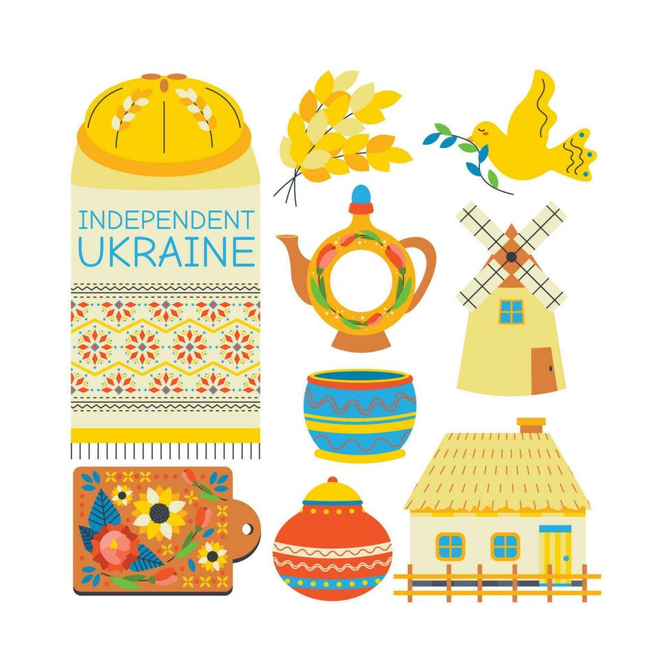 en uppsättning av element ukrainska symboler. vektor