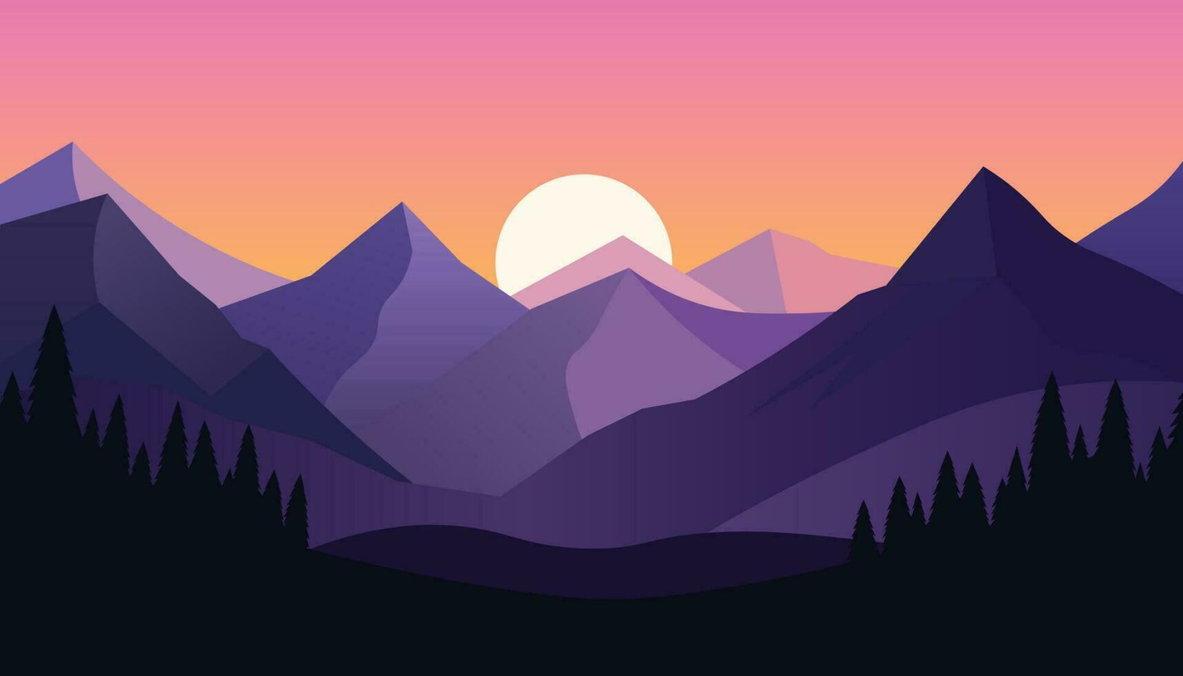 eben minimalistisch Design. Panorama von ein Berg Landschaft. einfach zu Veränderung Farben. vektor