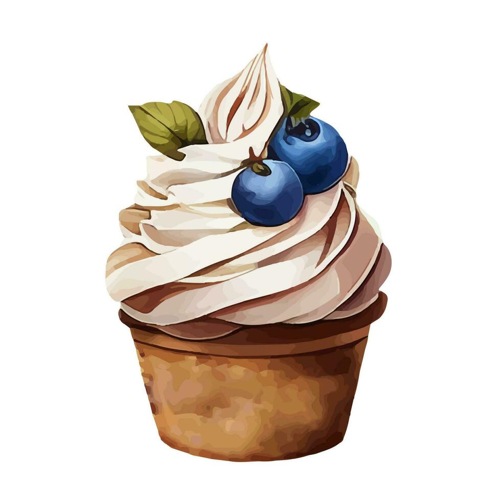 Vektor, verfolgt Illustration Illustration. Süss Dessert im realistisch Stil mit saftig Blaubeere. vektor