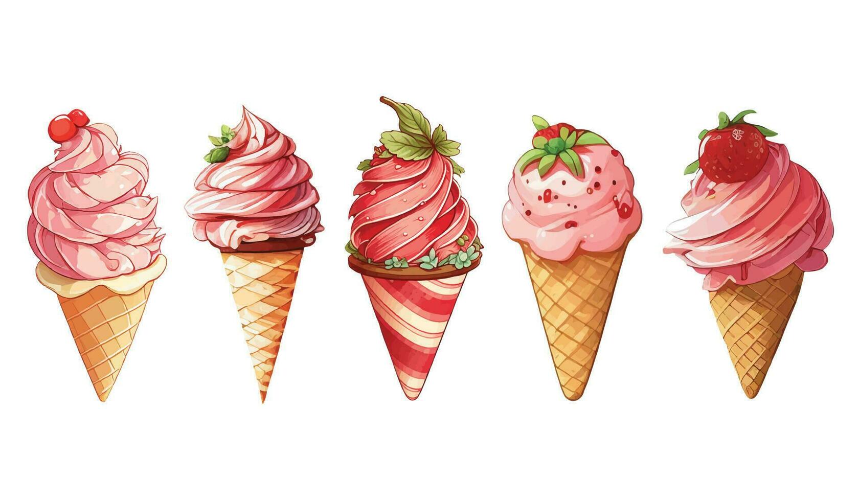 Vektor, verfolgt Illustration Illustration. Süss Dessert im realistisch Stil mit saftig Erdbeeren. vektor