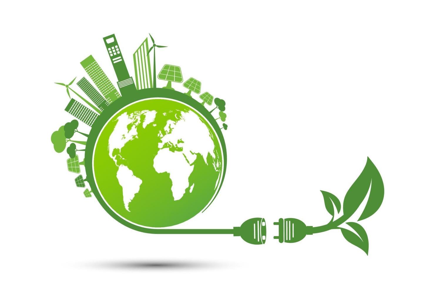 Energieideen retten das Weltkonzept Power Plug Green Ecology recyceln vektor