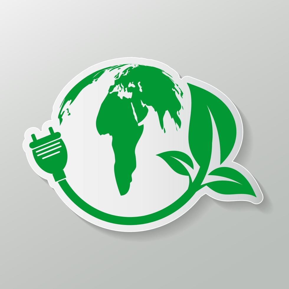 strömkontakt grön ekologi emblem eller logotyp. vektor illustration
