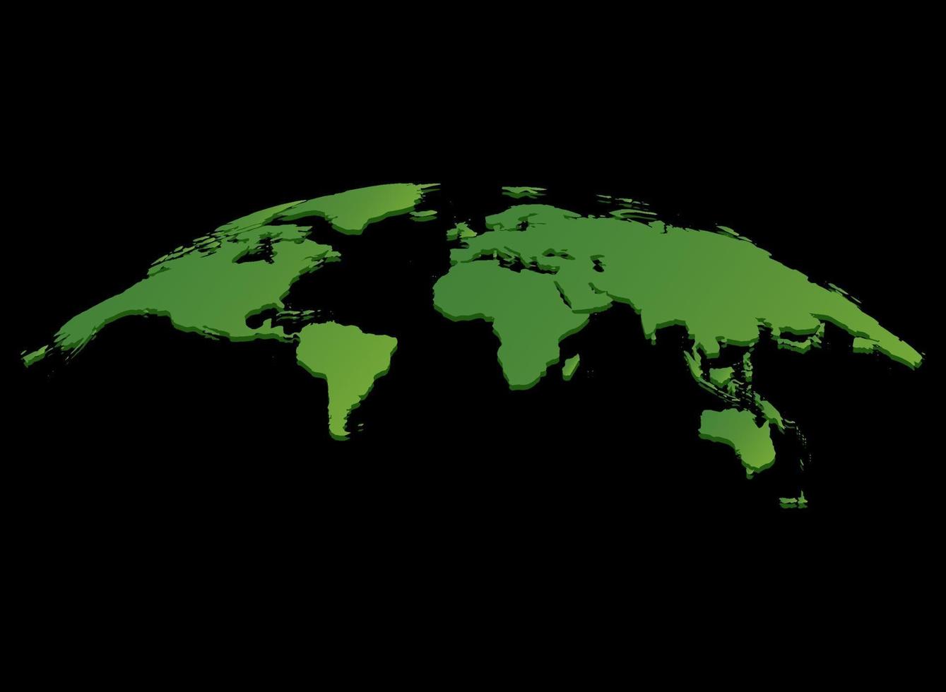 grüner Weltkartenvektor lokalisiert auf schwarzem Hintergrund vektor