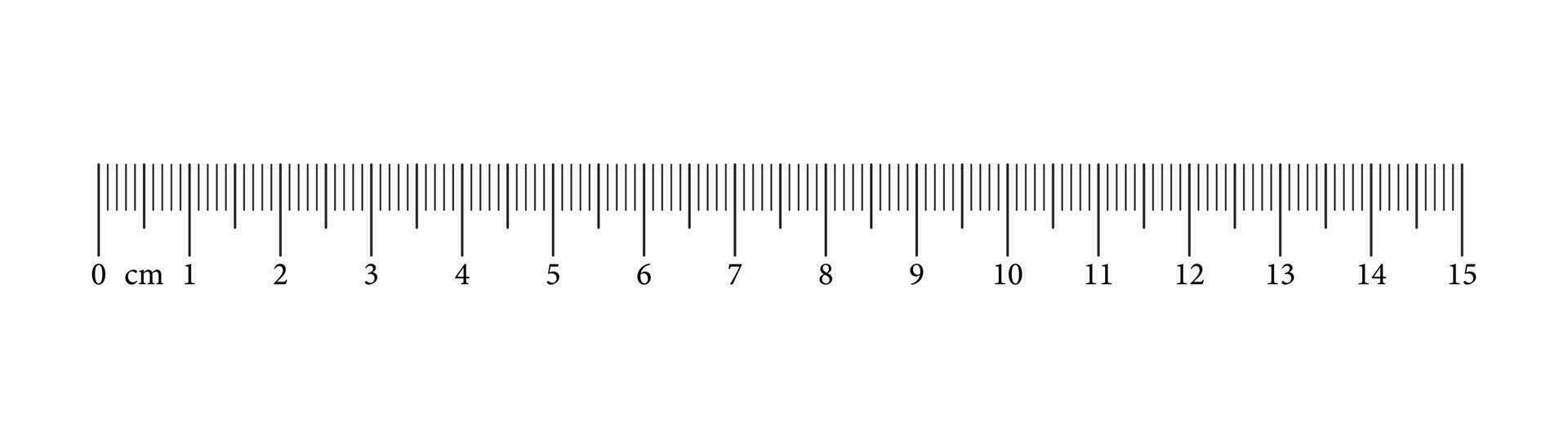 mätning Diagram med 15 centimeter. linjal skala med tal. längd mått matematik, distans, höjd, sömnad verktyg. grafisk vektor illustration.