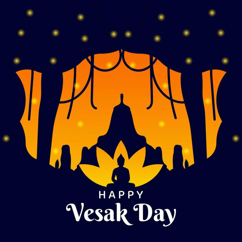 Lycklig Vesak dag, hälsning kort och affisch design för Vesak dag. Vesak dag är en helig dag för buddhister. vektor