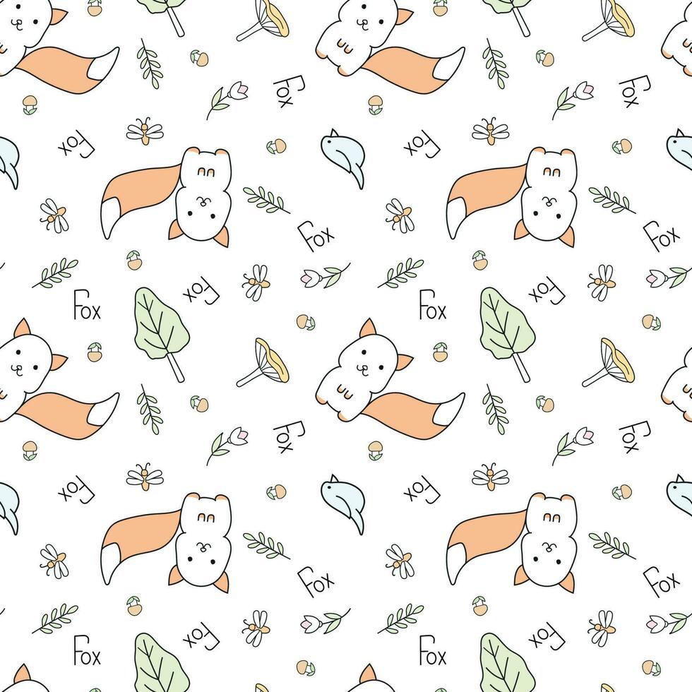 Vektor Illustration von süß Fuchs nahtlos Muster