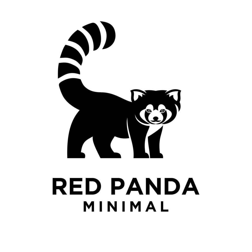 roter Panda schwarzer Logo-Symbolentwurf vektor