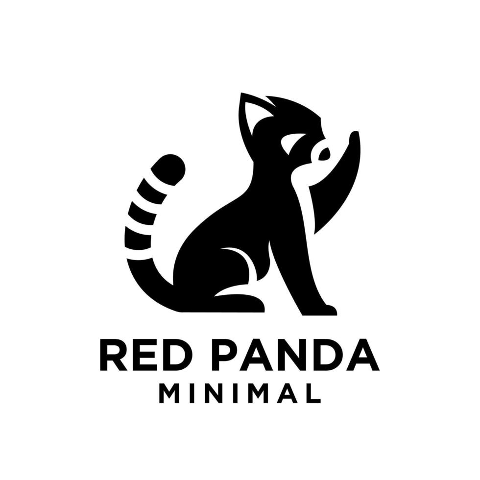 roter Panda schwarzer Logo-Symbolentwurf vektor