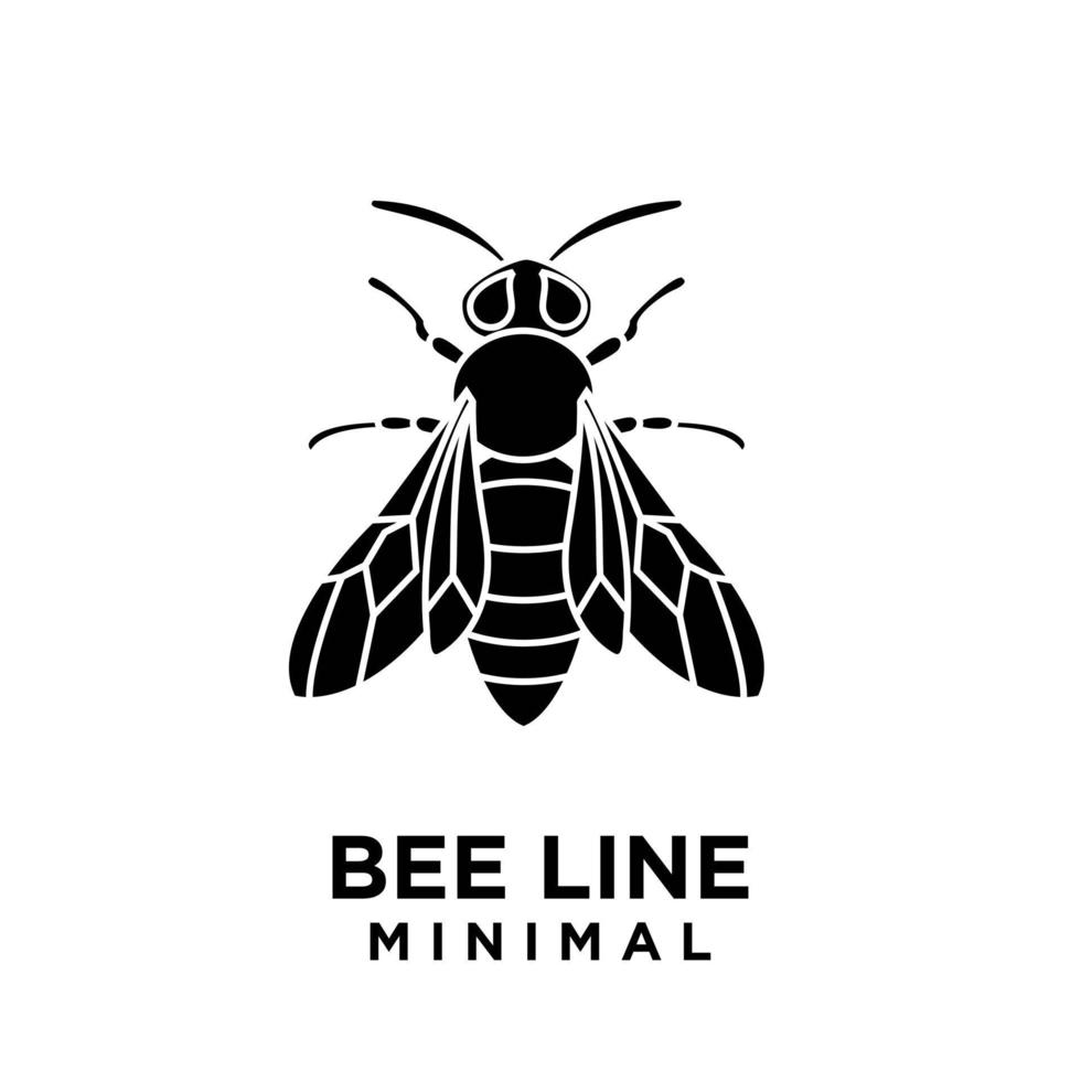 minimal big hornet bee vintage vektor premium svart logotyp