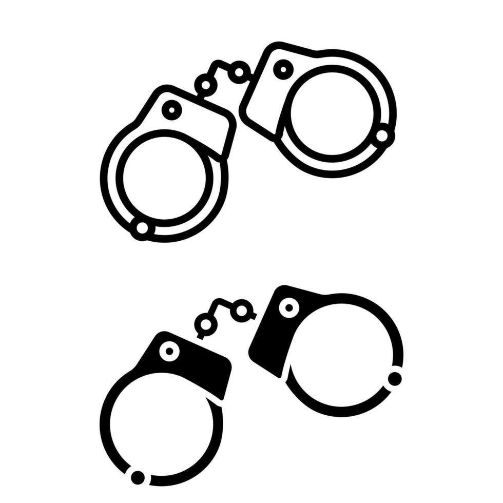 Handschellen Vektor Symbol Satz. Polizei Illustration Zeichen Sammlung. kriminell Symbol oder Logo.