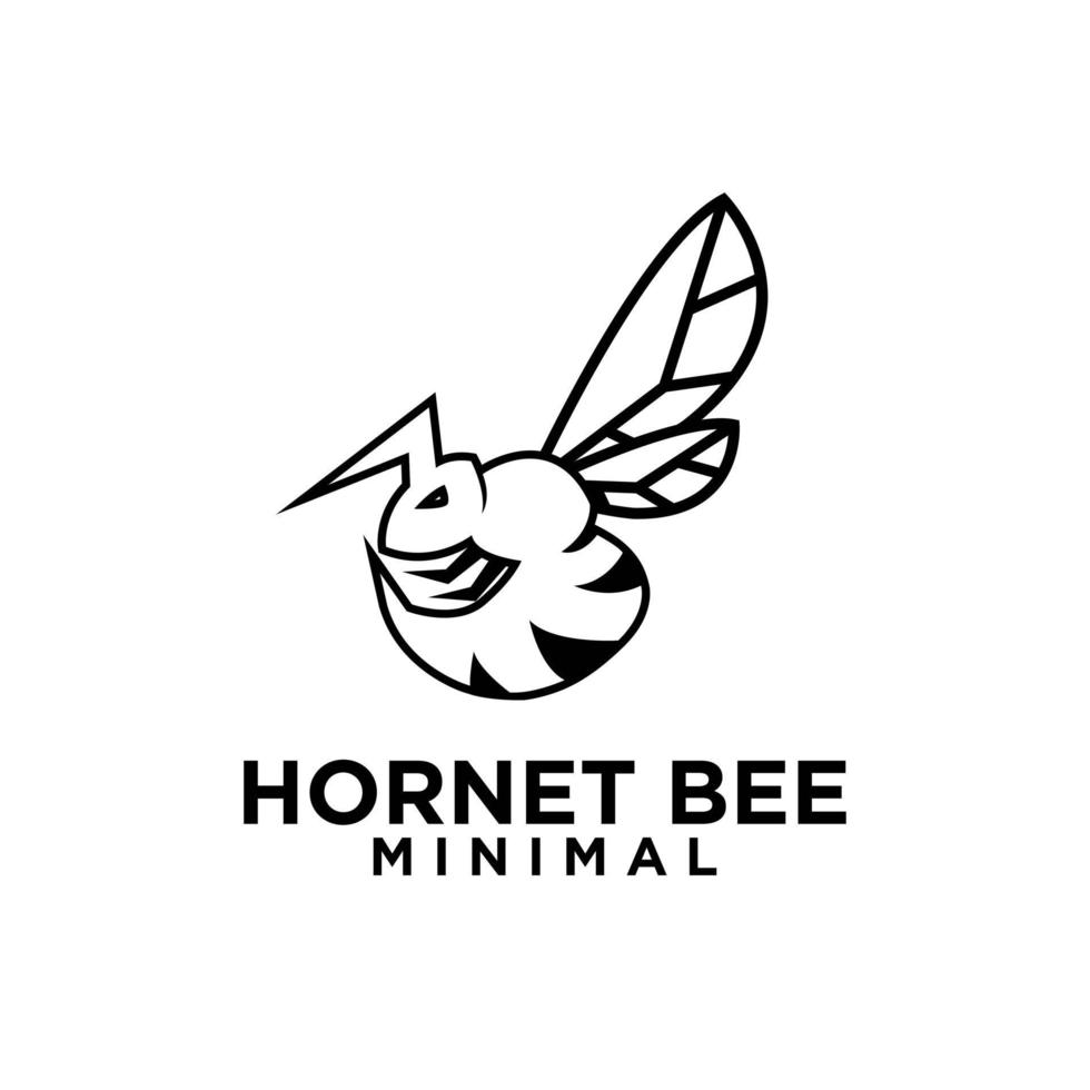 Premium Big Hornet Biene Linie Vintage Vektor Symbol Logo Vorlage Design