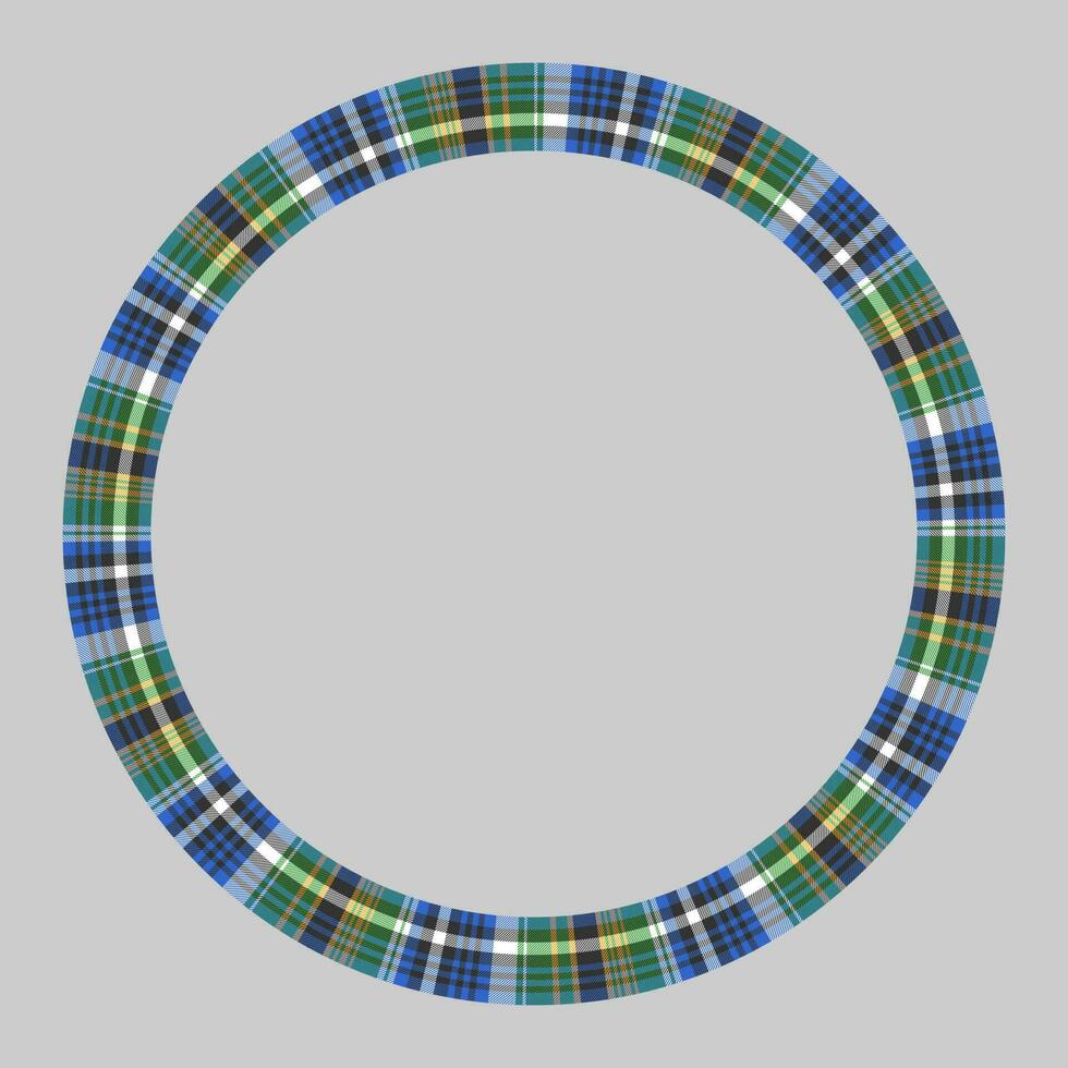 Design-Vorlage für runde Rahmenvektor-Vintage-Muster. kreisrand entwirft karierte stoffstruktur. schottischer Tartan-Hintergrund für Collagenkunst, GIF-Karte, Kunsthandwerk. vektor