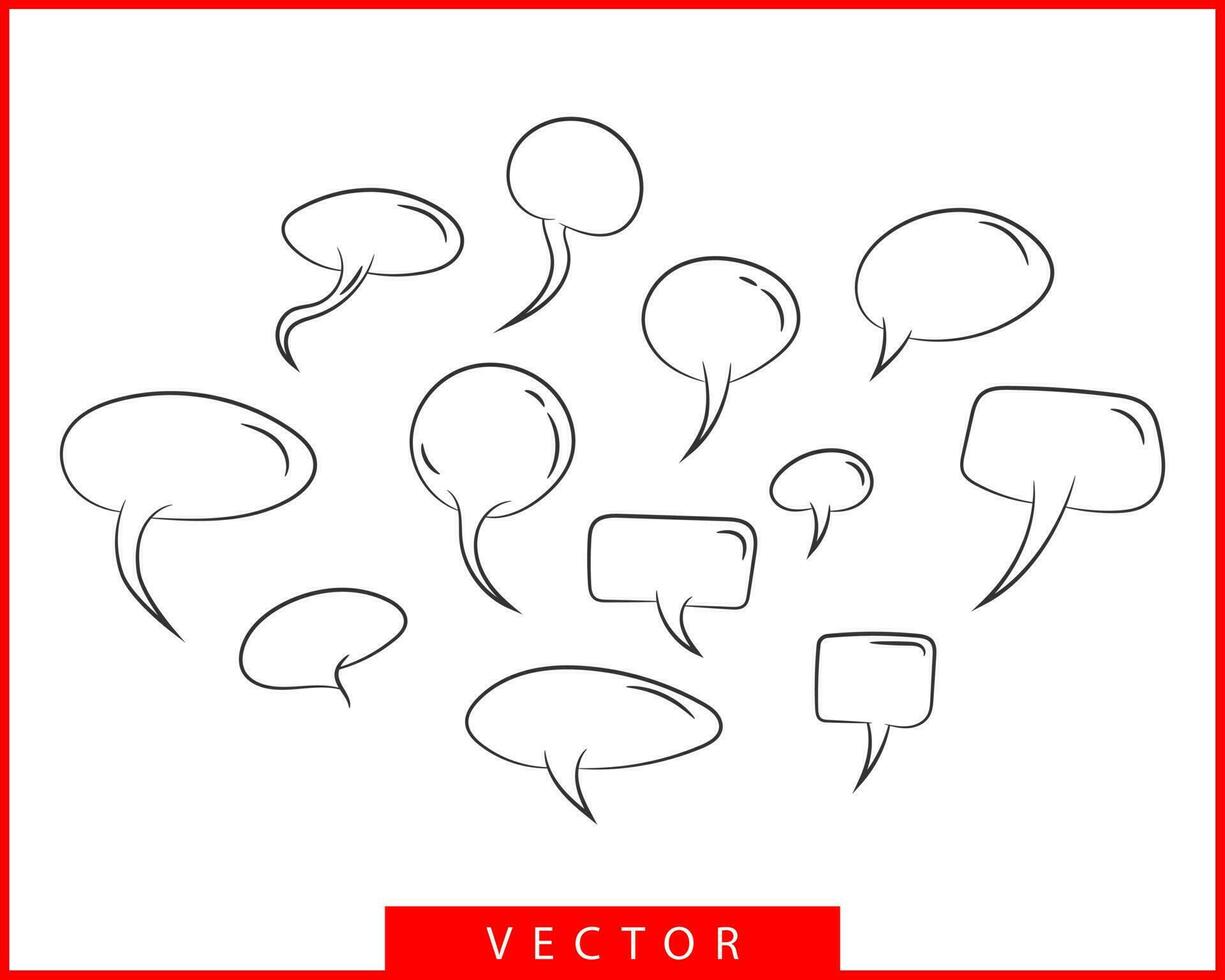 Set Sprechblasen Sprachvektor. leere leere Blasensymbol-Designelemente. Symbolvorlage für Online-Chat. Sammlung Dialog Ballon Aufkleber Silhouette. vektor