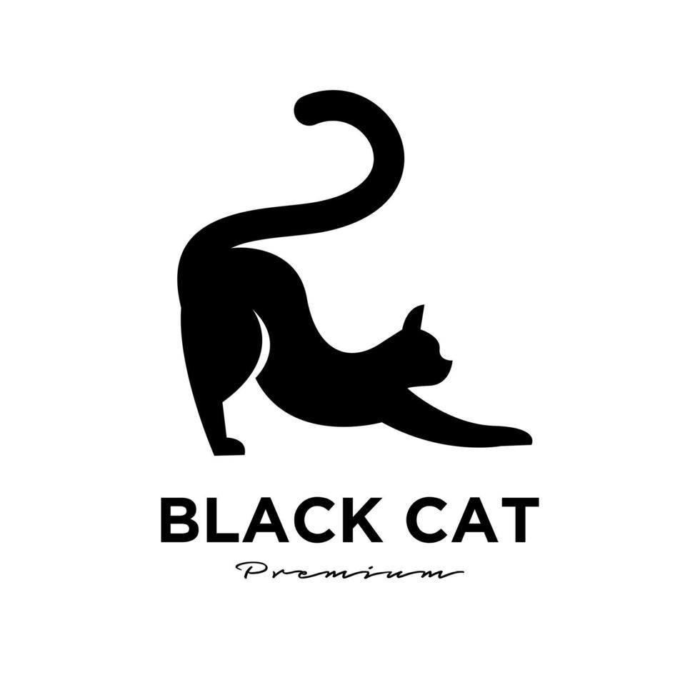 svart katt enkel logotypdesign vektor