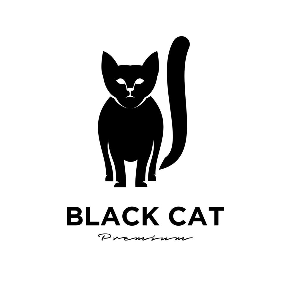 svart katt enkel logotypdesign vektor