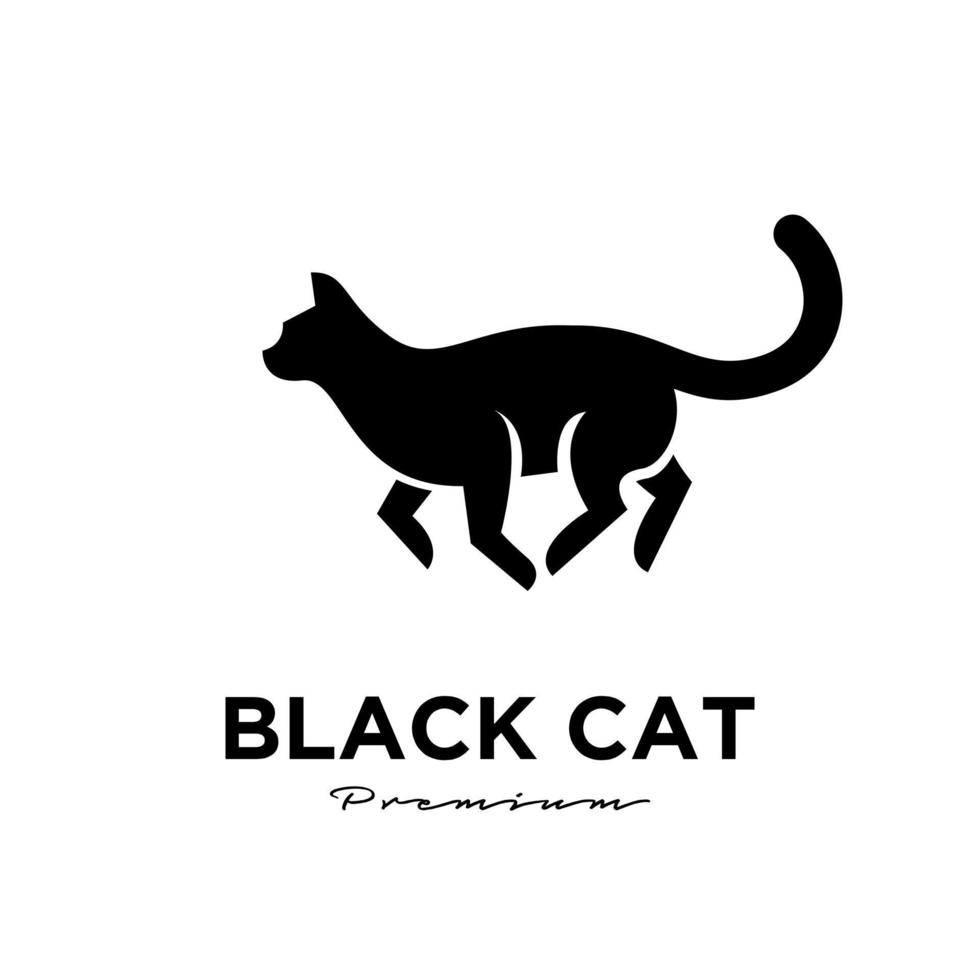 svart katt enkel logotypdesign vektor