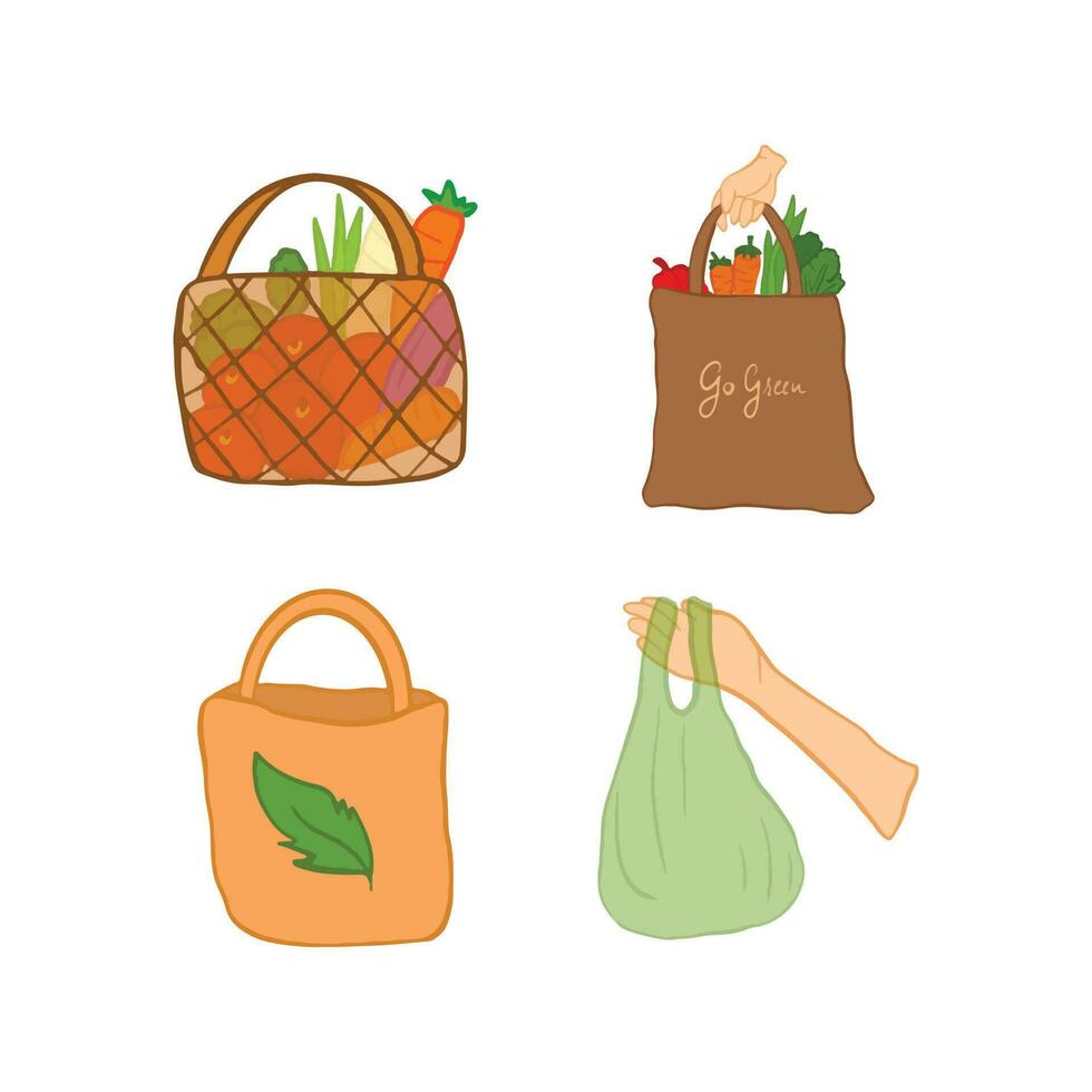 shoping väska för grön levande utan plast vektor