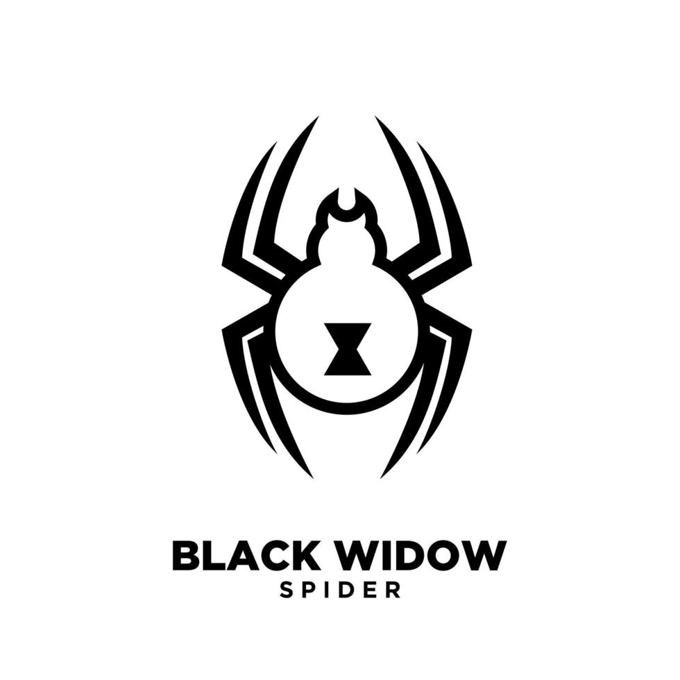 schwarze Witwe Umriss Spinne Logo Icon Design vektor