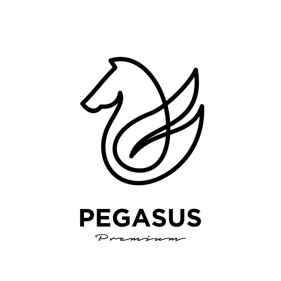 Pegasus Fliegenpferd, schwarzes Pferd, Design Logo vektor