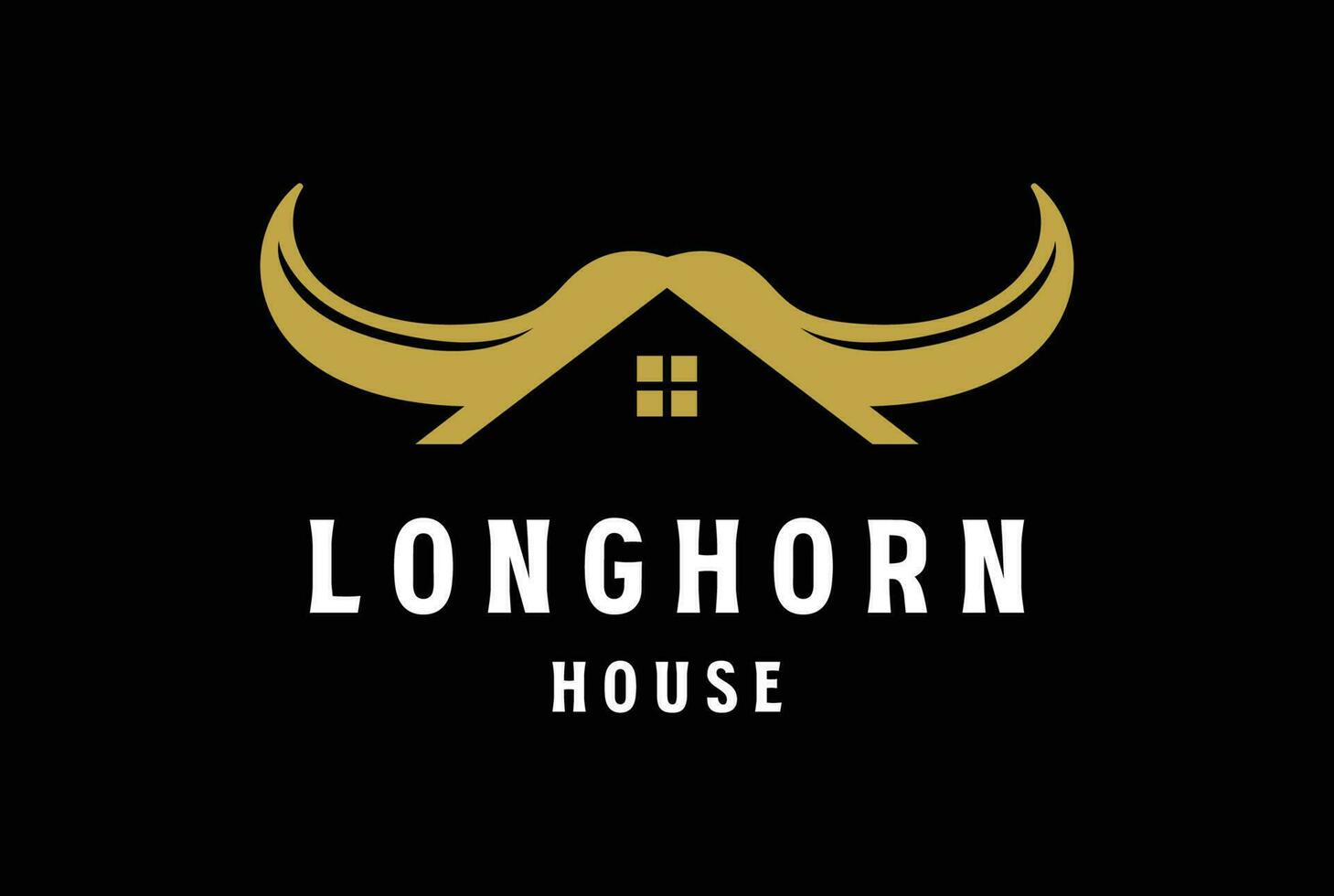 angus ko oxe tjur bison buffel longhorn hus för bar salong eller verklig egendom logotyp design vektor