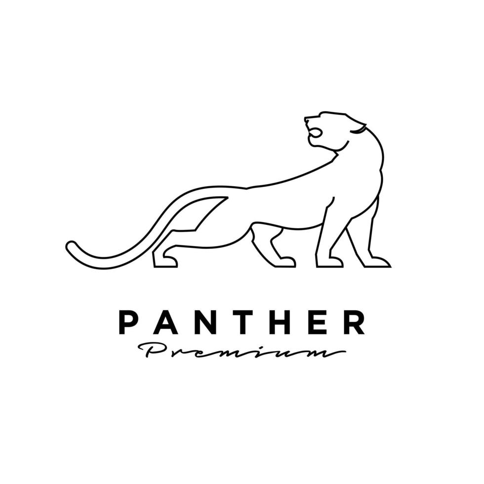 Premium schwarzer Panther Vektor Linie Logo Illustration Design