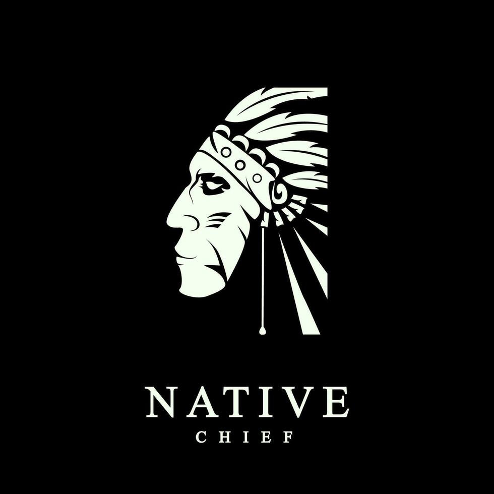 stam- chef maskot logotyp design. apache krigare maskot huvud vektor illustration logotyp.